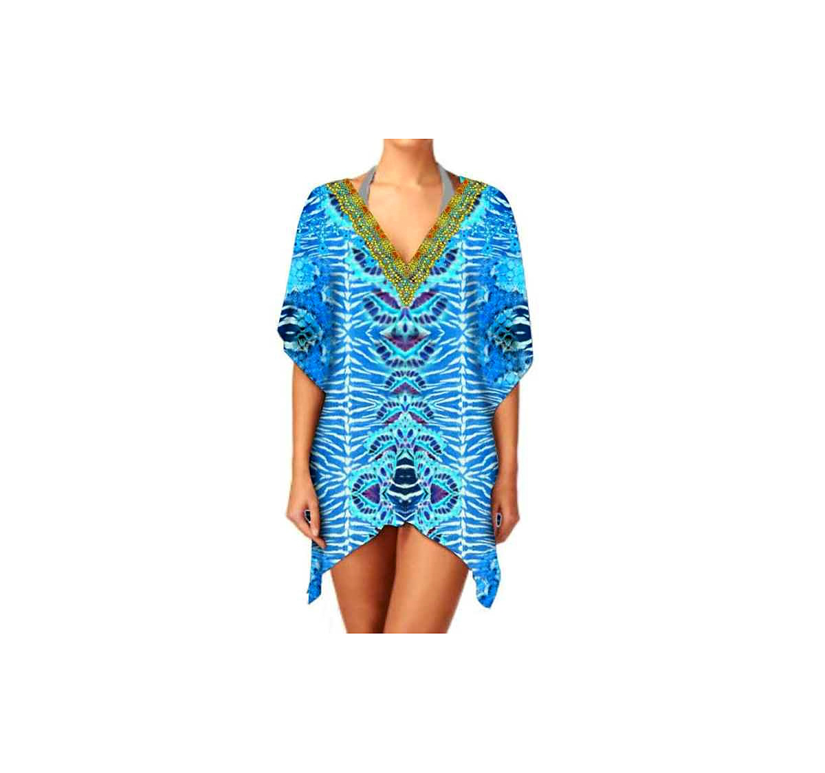 Women's Trendy V-Neck Kaftan Dress Short Sleeve and Stylish Breathable Fabric Casual Sexiness Summer Wear Beach Outfits 1 Piece @ Short Length Kaftan