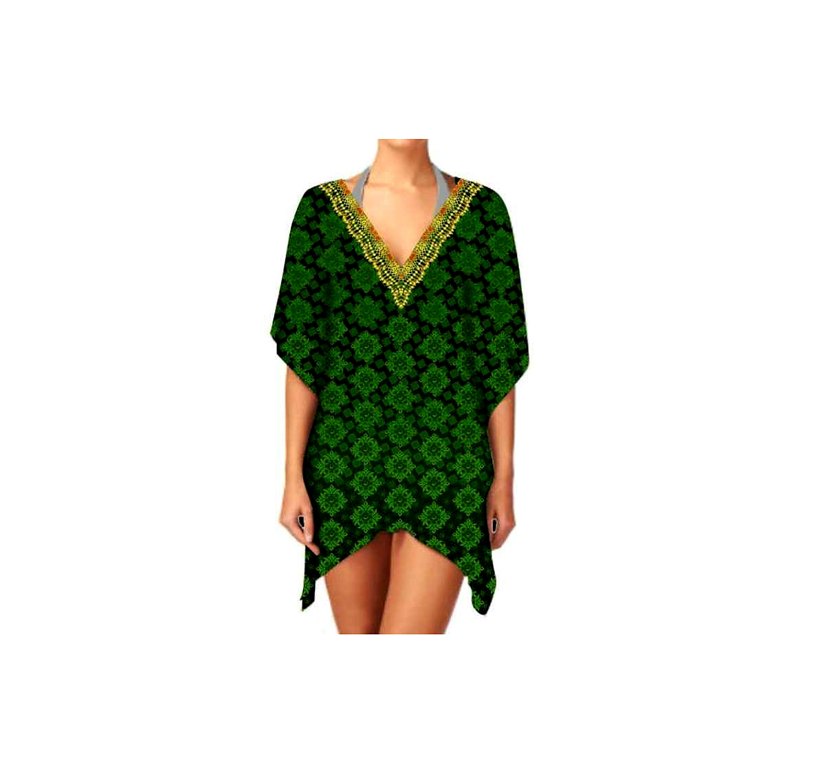Trendy Summer Ladies Kaftan Dress Comfortable One-Piece V-Neck Casual Wear Soft Breathable Fabric Stylish Designed for Sexiness @ Short Length Kaftan